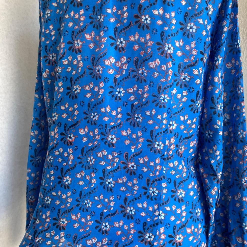 J. Crew button down Perfect shirt in blue with red & white floral pattern Sz 8 - Picture 6 of 12